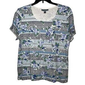 Karen Scott Printed Crew Neck T-Shirt sz XXL